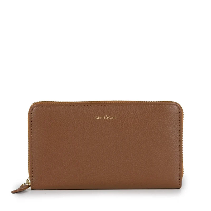 Portafoglio Donna Zip Around GIANNI CONTI linea Oliver in Pelle color Cuoio