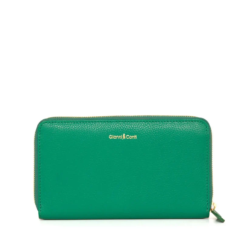 Portafoglio Donna Zip Around GIANNI CONTI linea Oliver in Pelle Verde