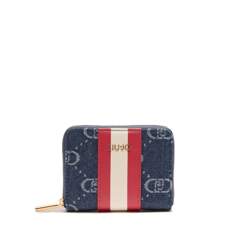 Portafoglio Piccolo Zip Around LIU JO in Denim Jacquard colore Blue Denim