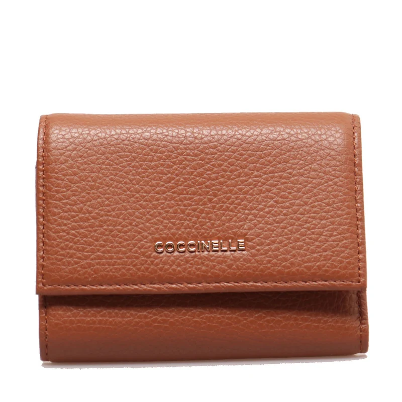 Portafoglio Donna Piccolo COCCINELLE in Pelle Colore Brule Linea Metallic Soft