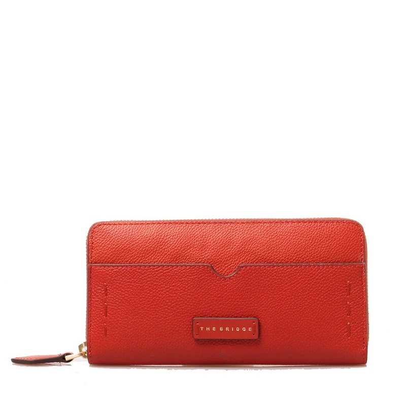 Portafoglio Donna Zip Around THE BRIDGE linea Gemma in Pelle Arancio Bruciato
