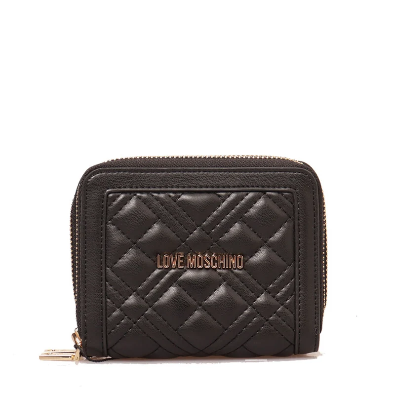 Portafoglio Donna Doppio Scomparto Zip Around Trapuntato LOVE MOSCHINO linea Quilted Nero