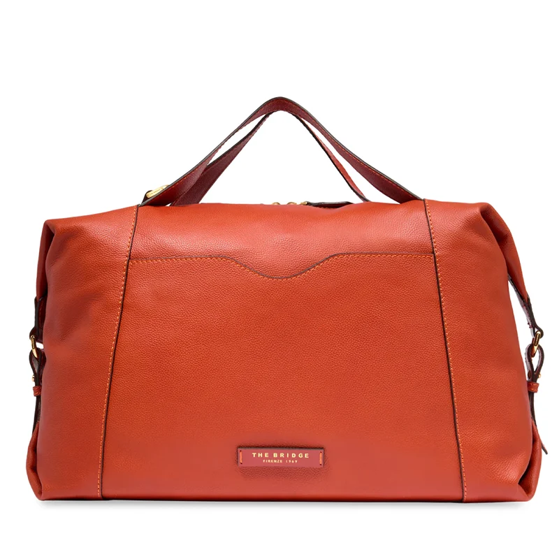 Borsone da Viaggio THE BRIDGE linea Gemma Travel in Pelle Arancio Bruciato