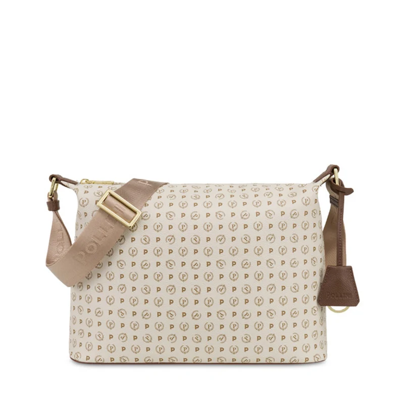 Borsa Donna a Spalla a Tracolla POLLINI linea Heritage Logo Classic Avorio e Marrone
