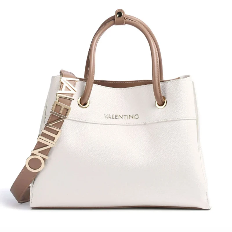 Borsa Donna a Mano con Tracolla VALENTINO BAGS linea Alexia Colore Bianco - Cuoio