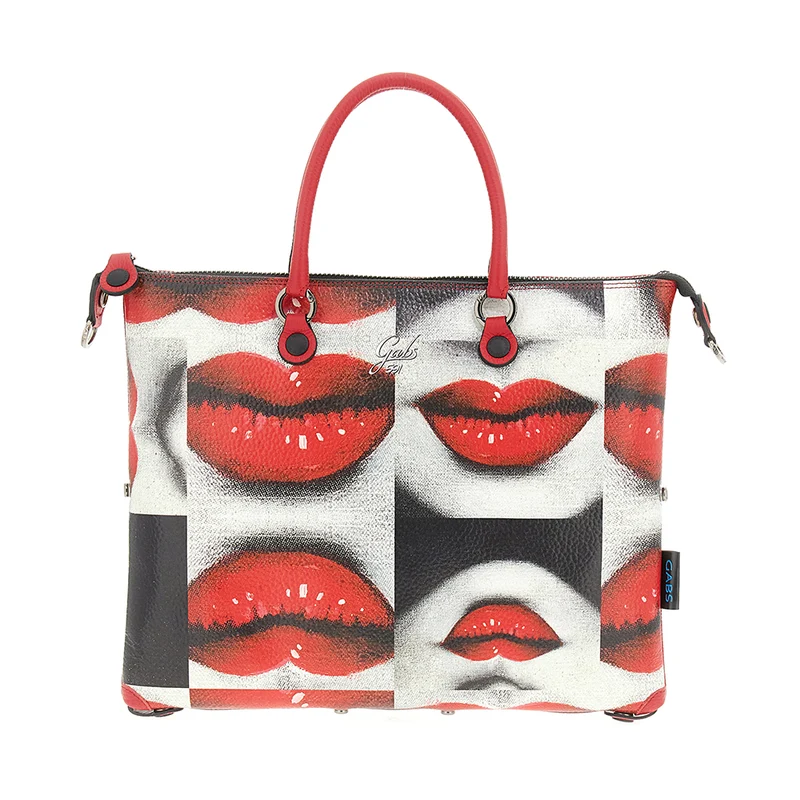 Borsa Donna a Mano con Tracolla GABS G3 PLUS Large in Pelle stampa Baci
