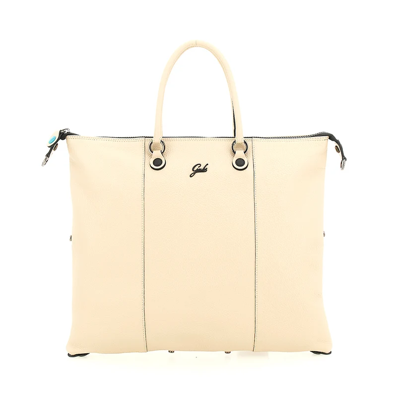 Borsa Donna a Mano con Tracolla GABS G3 PLUS Large in Pelle Martellata Beige Ecru
