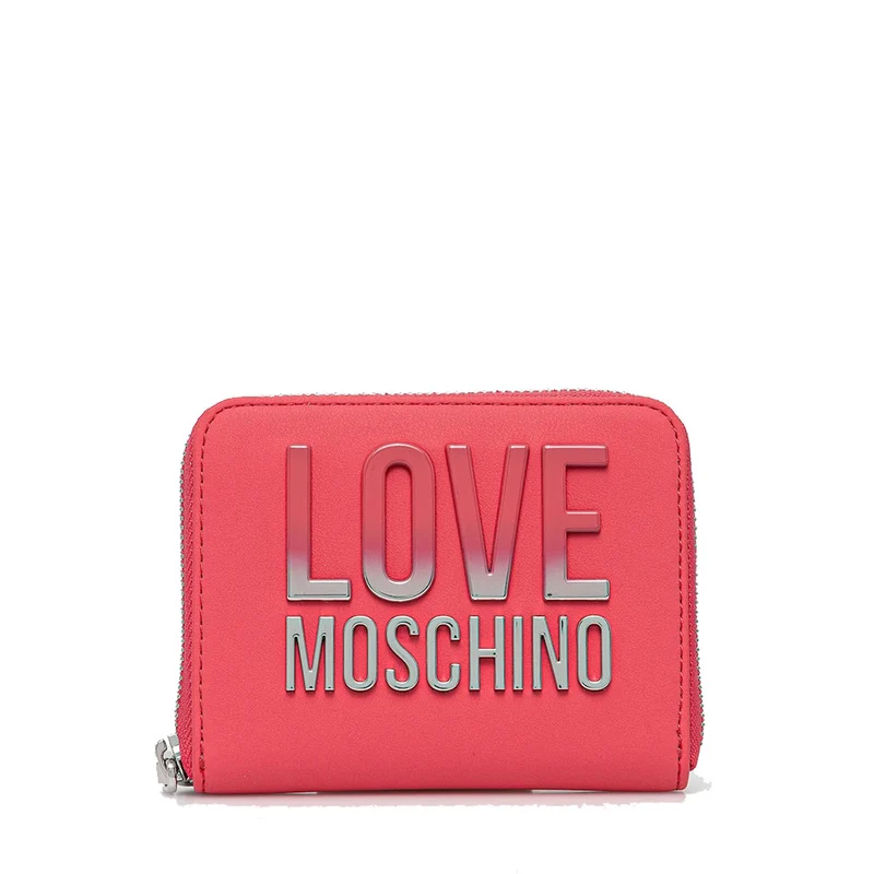 Portafoglio Donna Small Zip Around LOVE MOSCHINO Fuxia con Logo Lettering Sfumato