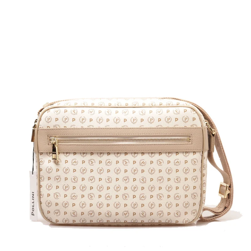 Borsa Donna Messenger POLLINI Linea Heritage Logo Classic Avorio e Ghiaccio