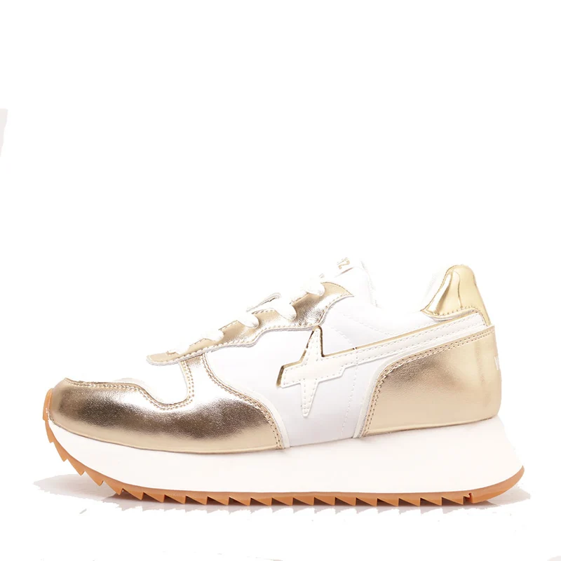 Sneakers Donna W6YZ Jet-W. in Tessuto Tecnico e Inserti Metallizzati Platinum White