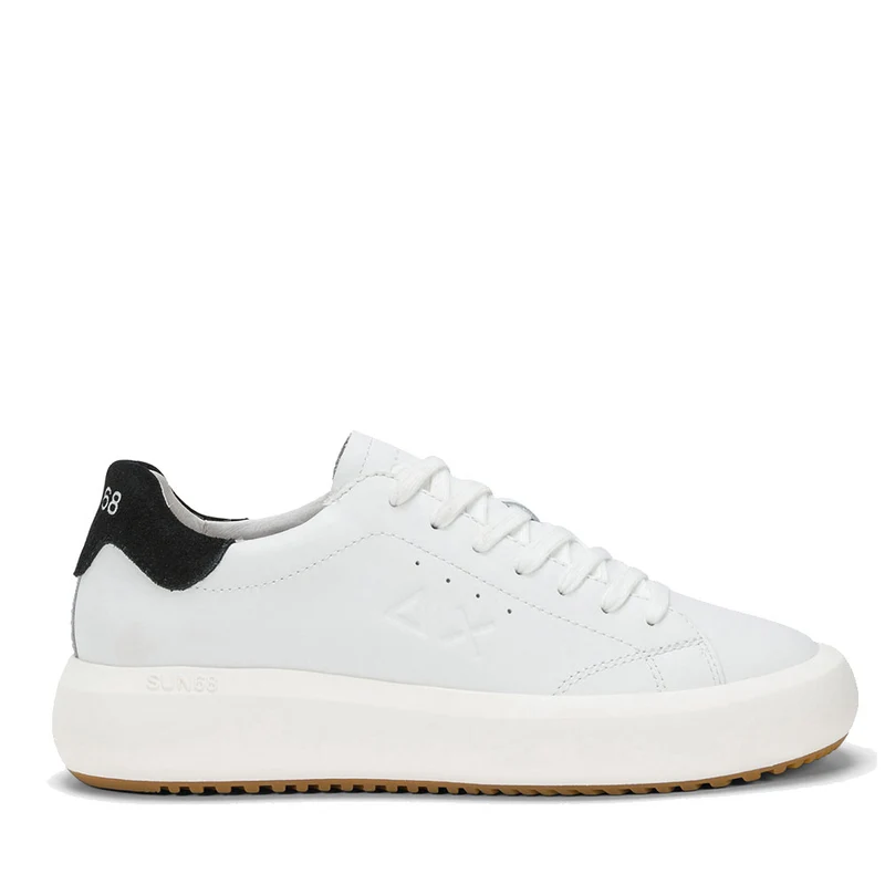 Scarpe Uomo Sun68 Sneakers Big Boy in Pelle Bianco e Nero - Z44144