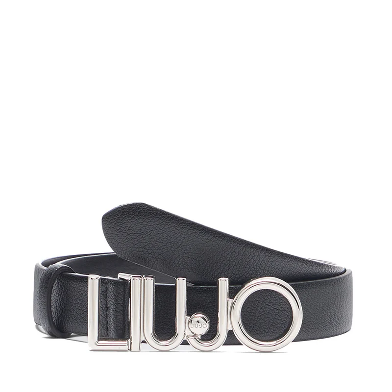 Cintura Donna h 3 cm LIU JO Better Effetto Bottalato Nera con Fibbia Logata