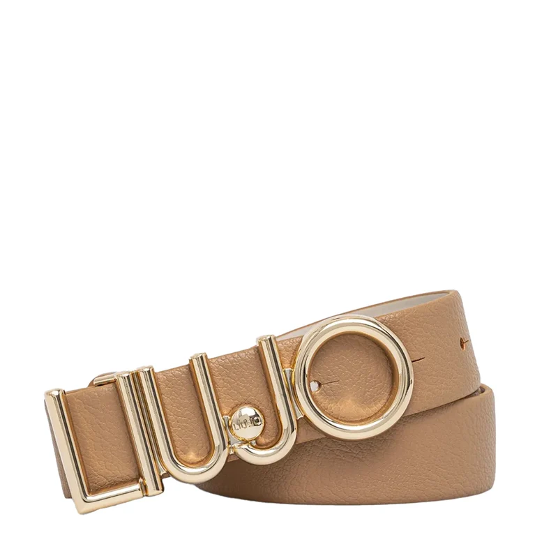 Cintura Donna h 3 cm LIU JO Better Effetto Bottalato Beige con Fibbia Logata