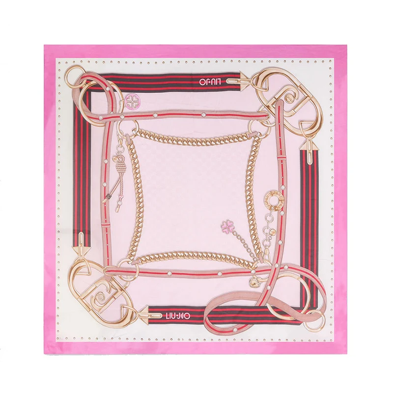 Foulard Donna 120 x 120 cm LIU JO Better Rosa con Logo