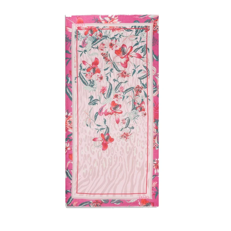 Stola Donna 90 x 180 cm LIU JO stampa Animalier Floreale Rosso