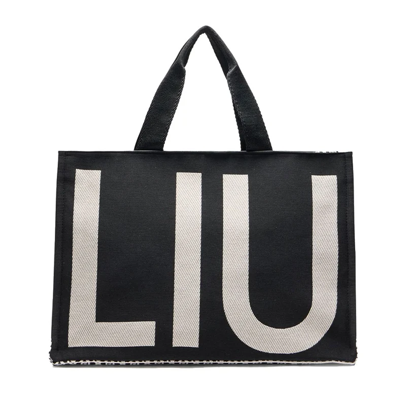 Tote Bag Large LIU JO in Tessuto Jacquard Monogram Nero