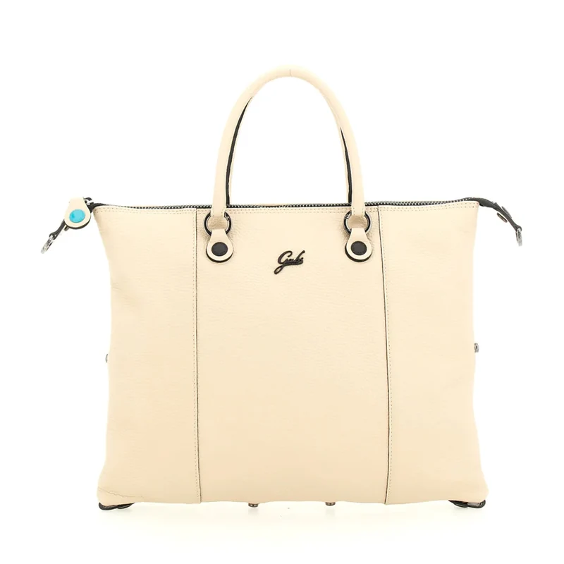 Borsa Donna a Mano con Tracolla GABS G3 PLUS Medium in Pelle Martellata Beige Ecru