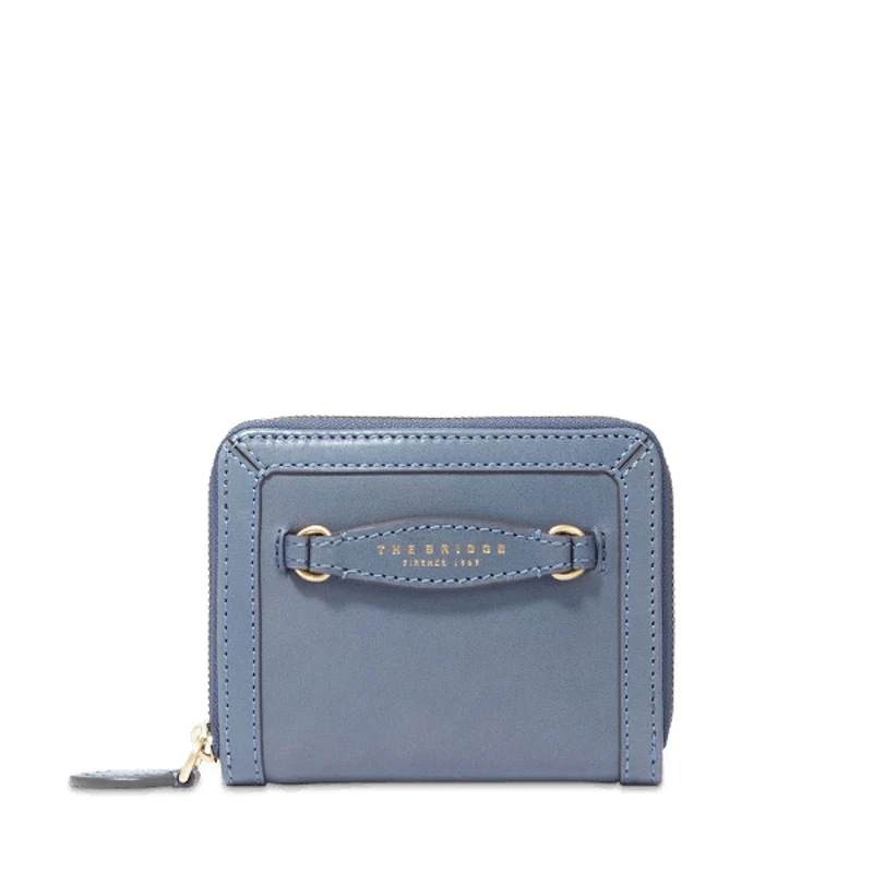 Portafoglio Donna Piccolo Zip Around THE BRIDGE linea Bettina in Pelle color Ceruleo