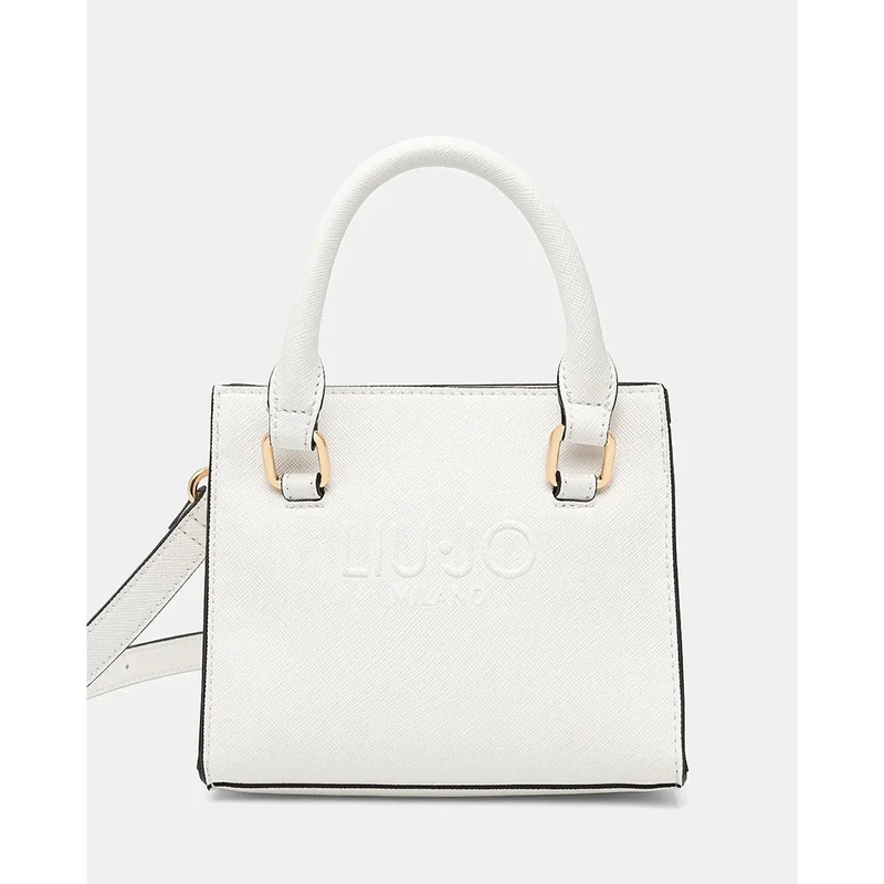 Borsa Donna a Mano Mini LIU JO con Logo in Rilievo Off White