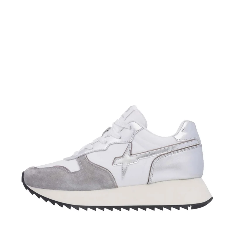 Sneakers Donna W6YZ Jet-W. in Tessuto Tecnico e Suede Grey White e Silver