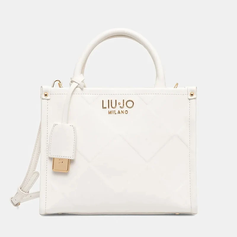 Borsa Donna a Mano LIU JO Better con Motivo a Rombi Off White