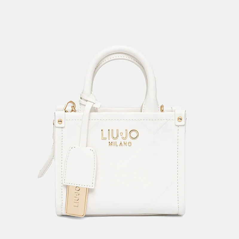 Borsa Donna a Mano Mini LIU JO Better con Motivo a Rombi Off White