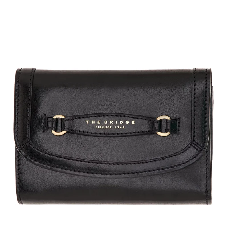 Portafoglio Donna con Bottone THE BRIDGE linea Bettina in Pelle Nera