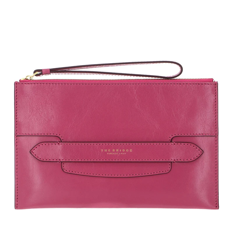 Pochette Donna Grande con Polsiera THE BRIDGE linea Lucrezia in Pelle Rosa Lipstick