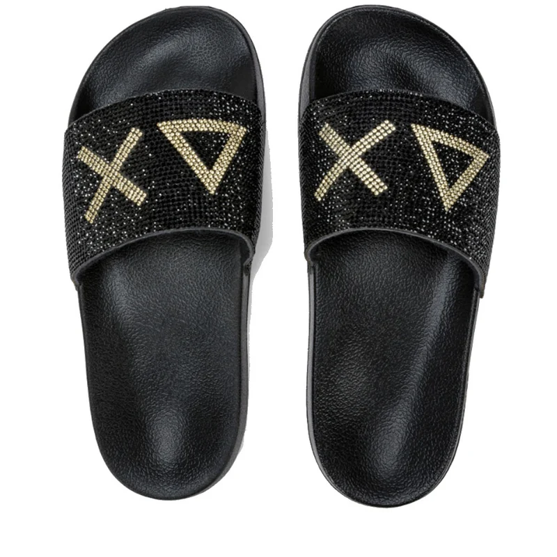 Ciabatte da Donna SUN68 Linea Slippers Logo Strass Colore Nero - X35205