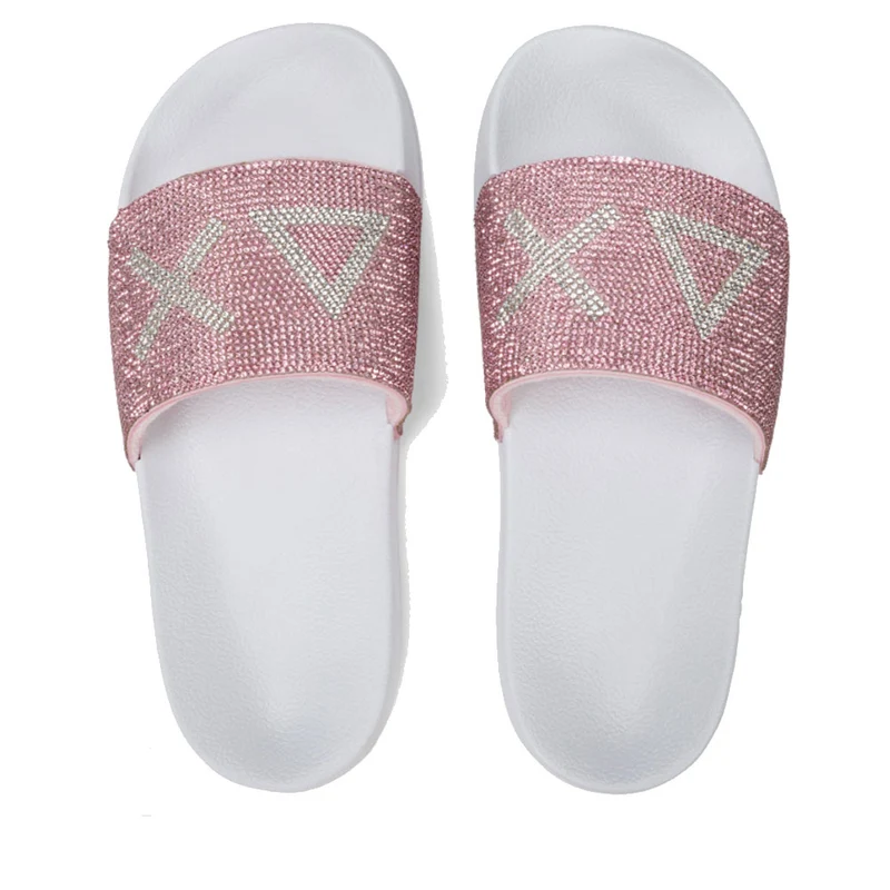 Ciabatte da Donna SUN68 Linea Slippers Logo Strass Colore Bianco - Rosa - X35205
