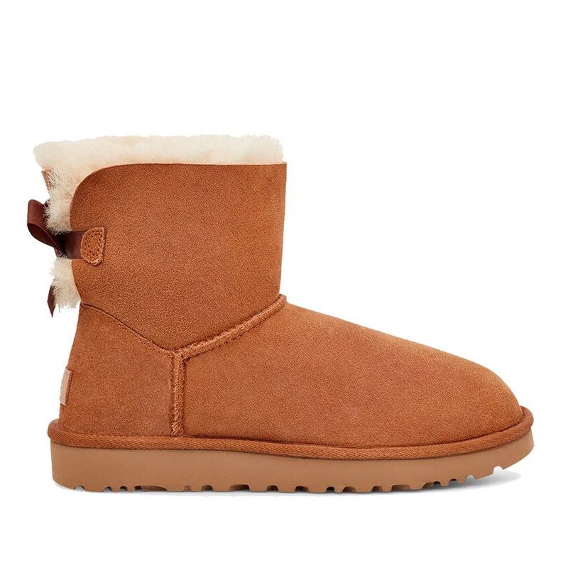 Stivaletti Donna UGG Mini Bailey Bow II in Pelle Scamosciata colore Chestnut