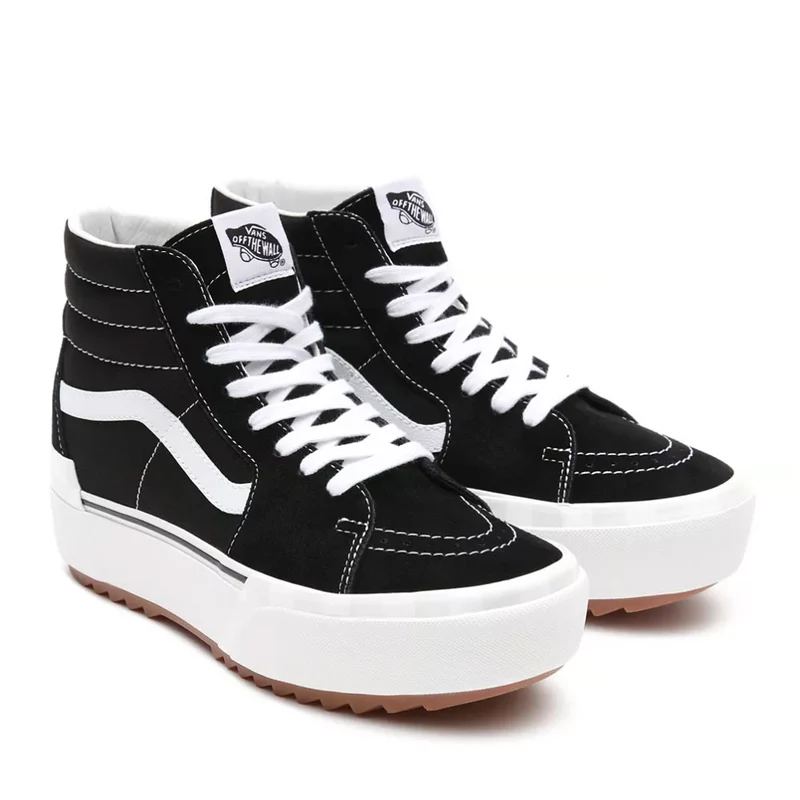 Scarpe Donna VANS Sneakers Alte Sk8-Hi Stacked in Tela e Pelle Scamosciata colore Nero e Bianco