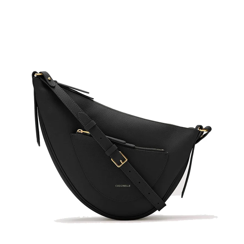 Borsa Donna Asimmetrica a Tracolla COCCINELLE linea Snuggie Small in Pelle Nera