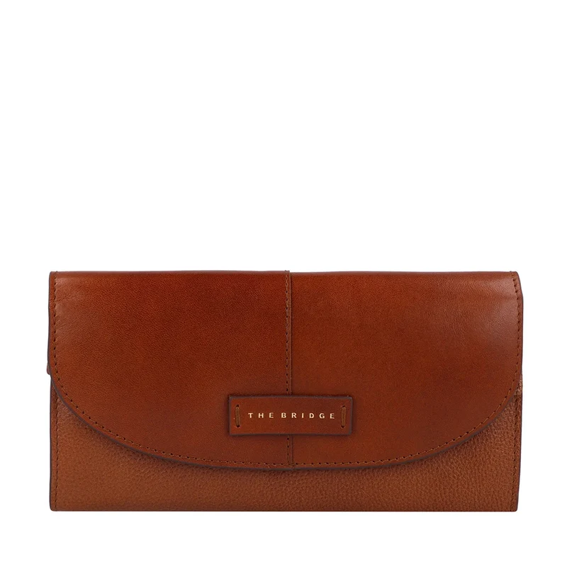 Portafoglio Donna Grande con Bottone THE BRIDGE linea Elisabetta in Pelle Marrone