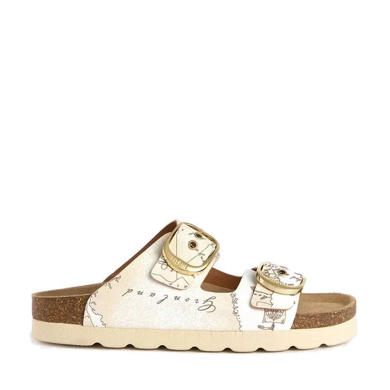 Ciabatte Doppia Fascia 1A Classe Alviero Martini in Eco Nappa stampa Geo Beige 1124