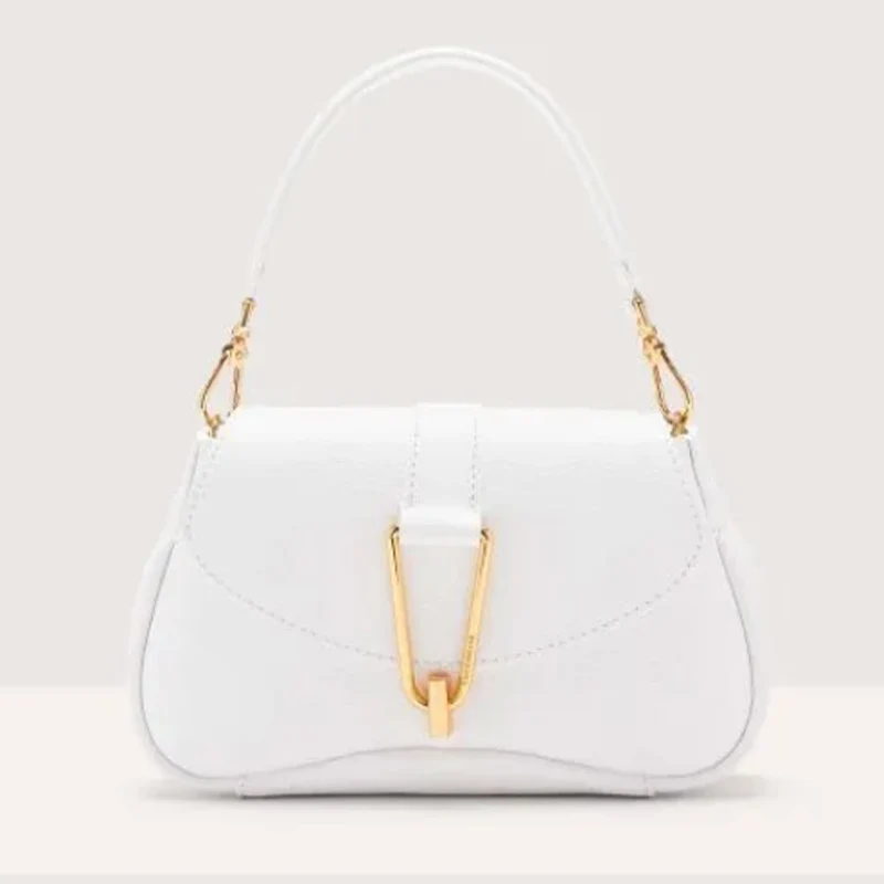 Borsa Donna a Mano con Tracolla COCCINELLE in Pelle linea Himma colore Brillant White Misura Piccola