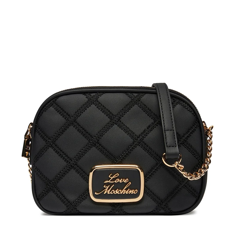 Borsa Donna a Tracolla LOVE MOSCHINO con Ricamo a Scacchi Nero
