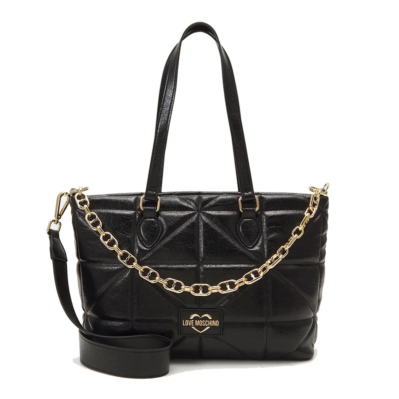 Shopping Bag LOVE MOSCHINO linea Geometric Quilted Trapuntato Nero