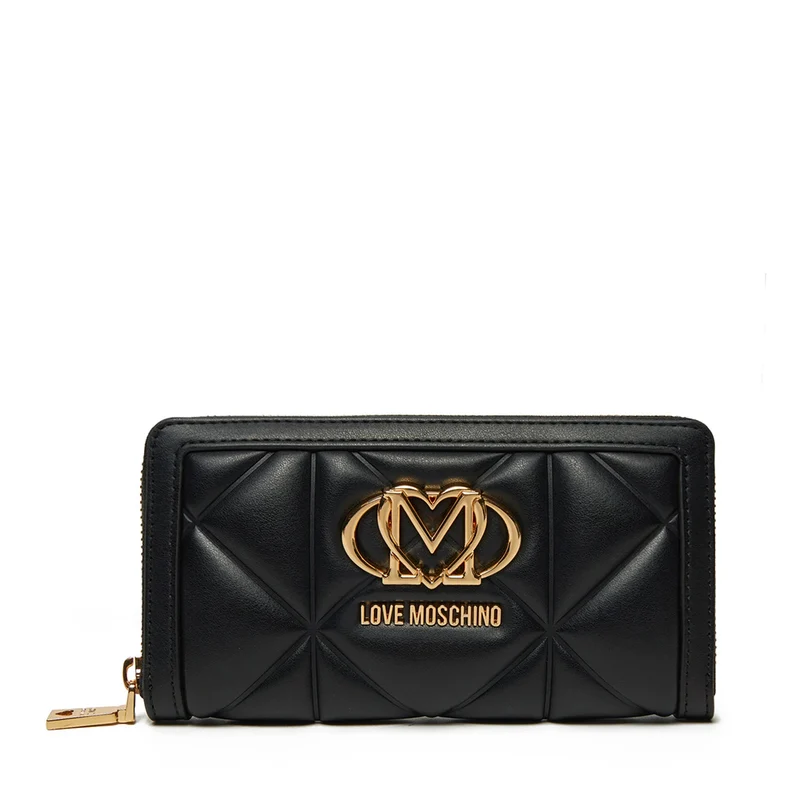 Portafoglio Trapuntato Zip Around LOVE MOSCHINO linea Embossed Nero