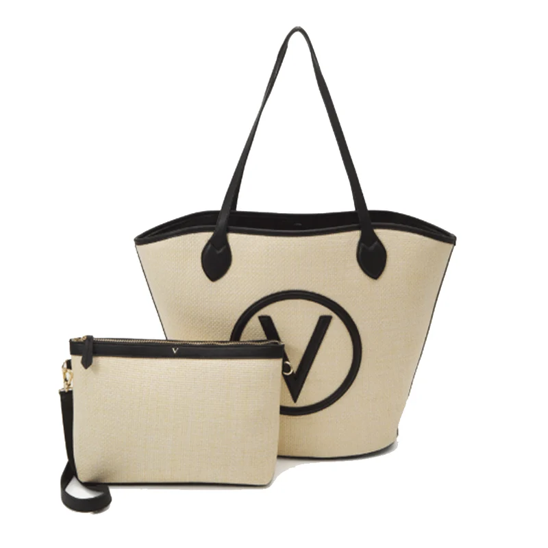 Borsa Donna a Spalla VALENTINO BAGS linea Covent Colore Natural - Nero