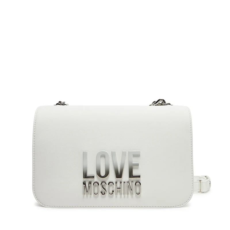 Borsa Donna a Spalla LOVE MOSCHINO Bianca con Logo Lettering Sfumato