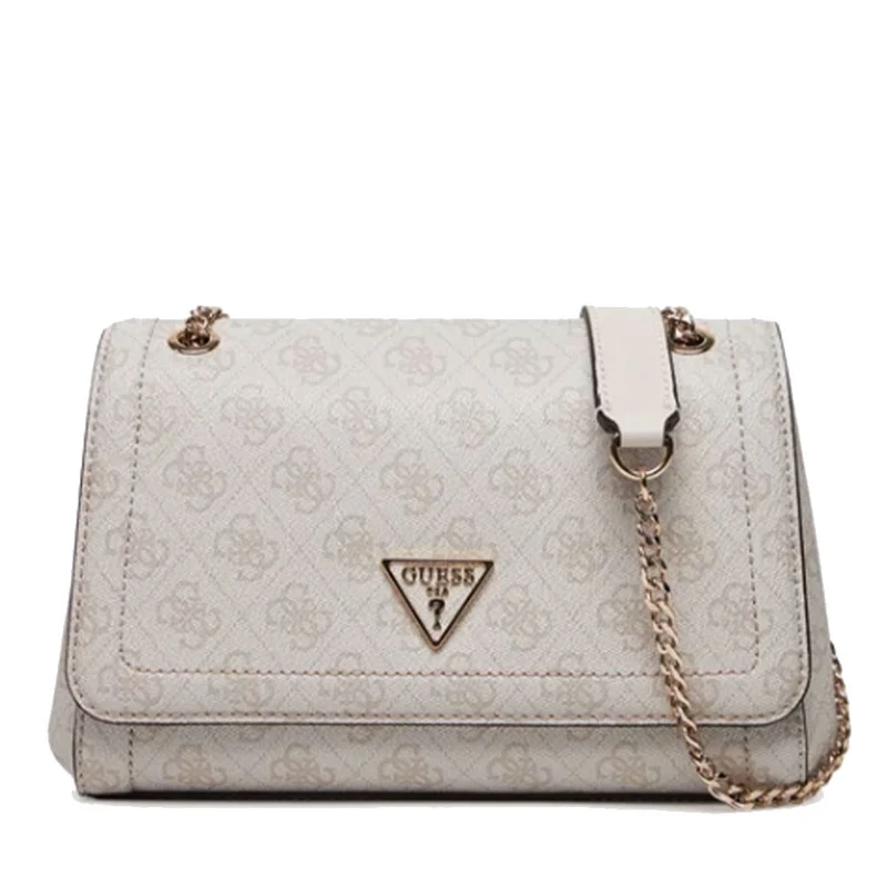 Borsa Donna a Tracolla GUESS Chiusa con Pattina Linea Noelle colore Bone Logo