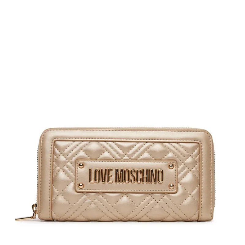Portafoglio Donna Zip Around Trapuntato LOVE MOSCHINO linea Quilted Metallic Gold