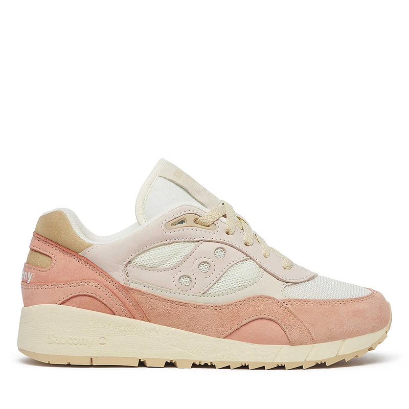 Sneakers Donna SAUCONY Shadow 6000 in Pelle e Tessuto Colore Off White - Peach