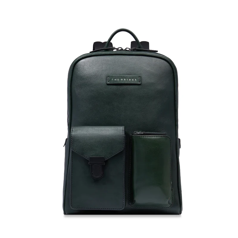 Zaino Uomo Medio THE BRIDGE linea Filippo in Pelle Verde Malachite