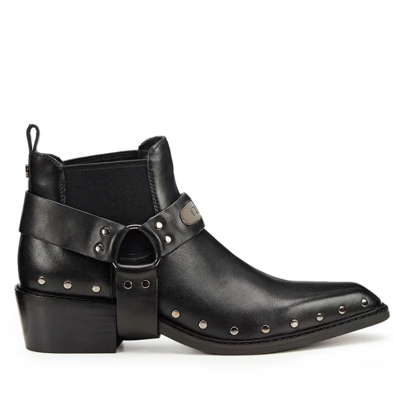 Scarpe Donna CULT Dolores Stivali Texani Bassi in Pelle Nera