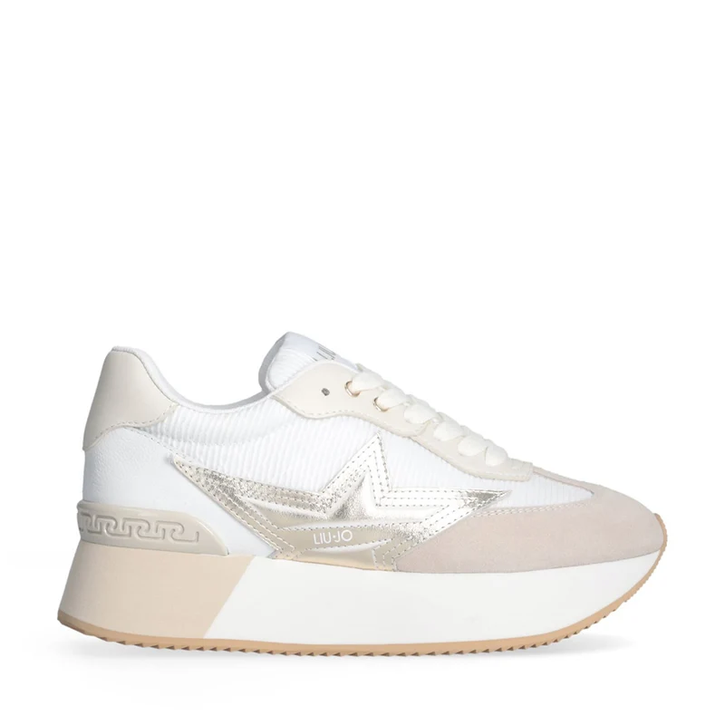 Sneakers Platform Donna LIU JO Dreamy 03 in Suede e Mesh White Light Gold