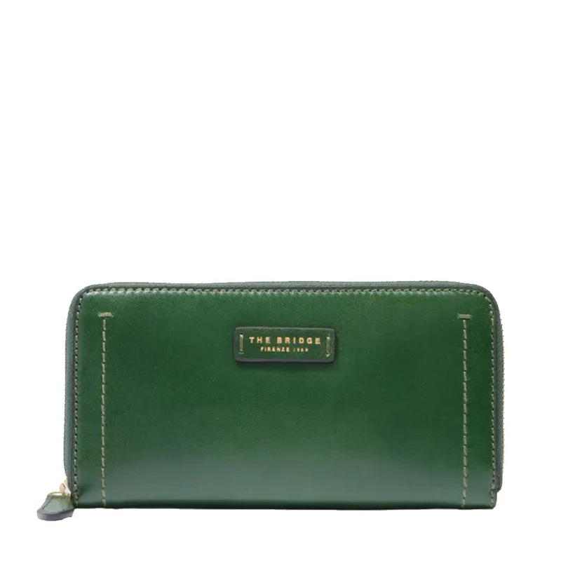 Portafoglio Donna Zip Around THE BRIDGE linea Fiona in Pelle Verde Inglese