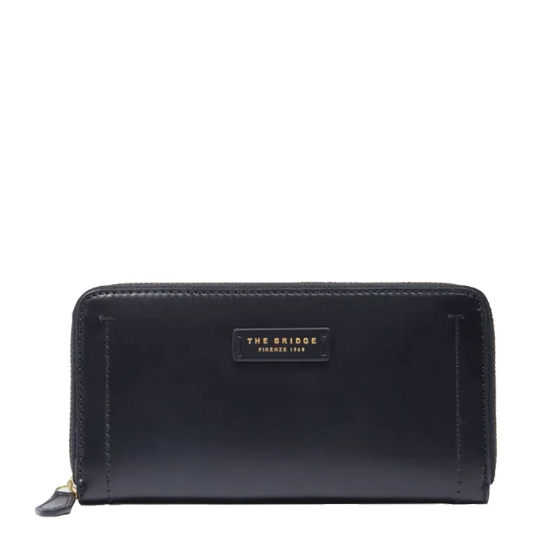Portafoglio Donna Zip Around THE BRIDGE linea Fiona in Pelle Nera