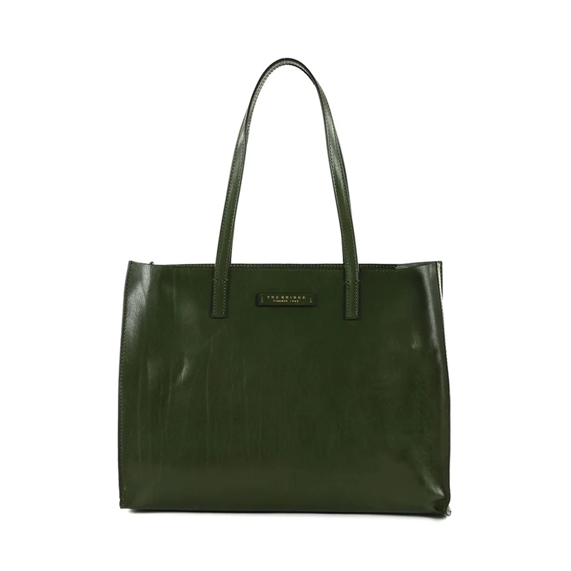 Borsa Donna Shopper THE BRIDGE Linea Mirra in Pelle Verde Timo
